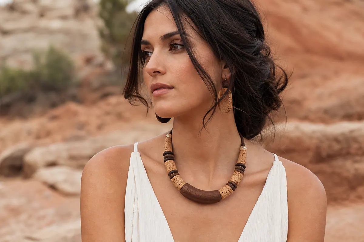 Collier bois liège bijoux naturels : Collier en bois et liège issu de bijoux naturels