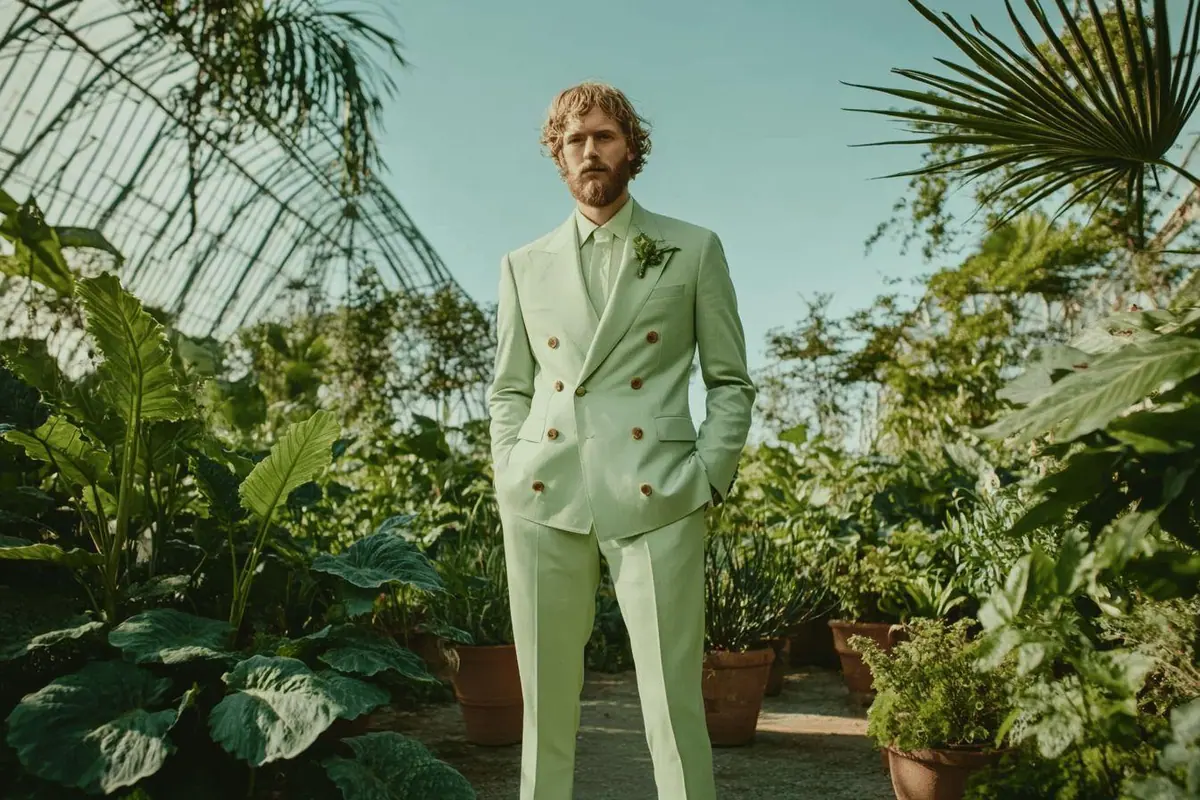Costume témoin mariage couleur vert sauge : Douceur végétale avec un costume de témoin en vert sauge