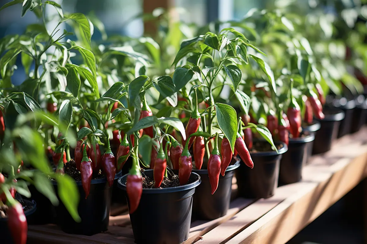 La culture du poivron rouge dans des pots sur un balcon orienté nord