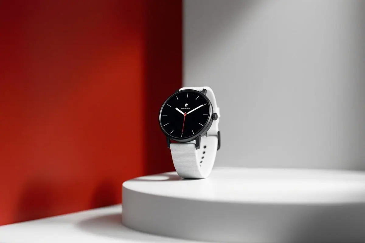 Montre minimaliste avec tenue monochrome : Sobriété parfaite avec une montre minimaliste pour look monochrome