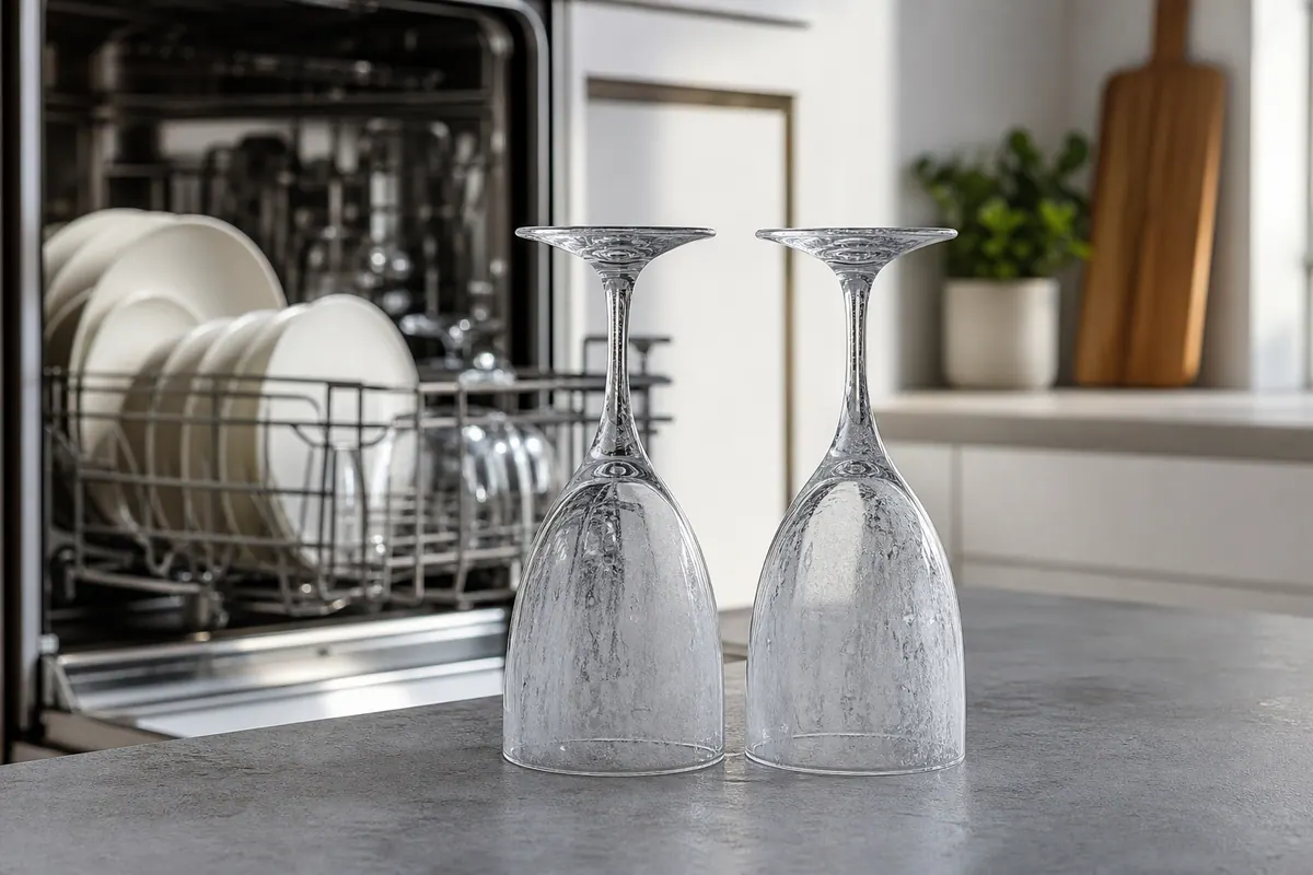 Verres légèrement voilés d'un film blanchâtre à la sortie d'un lave-vaisselle