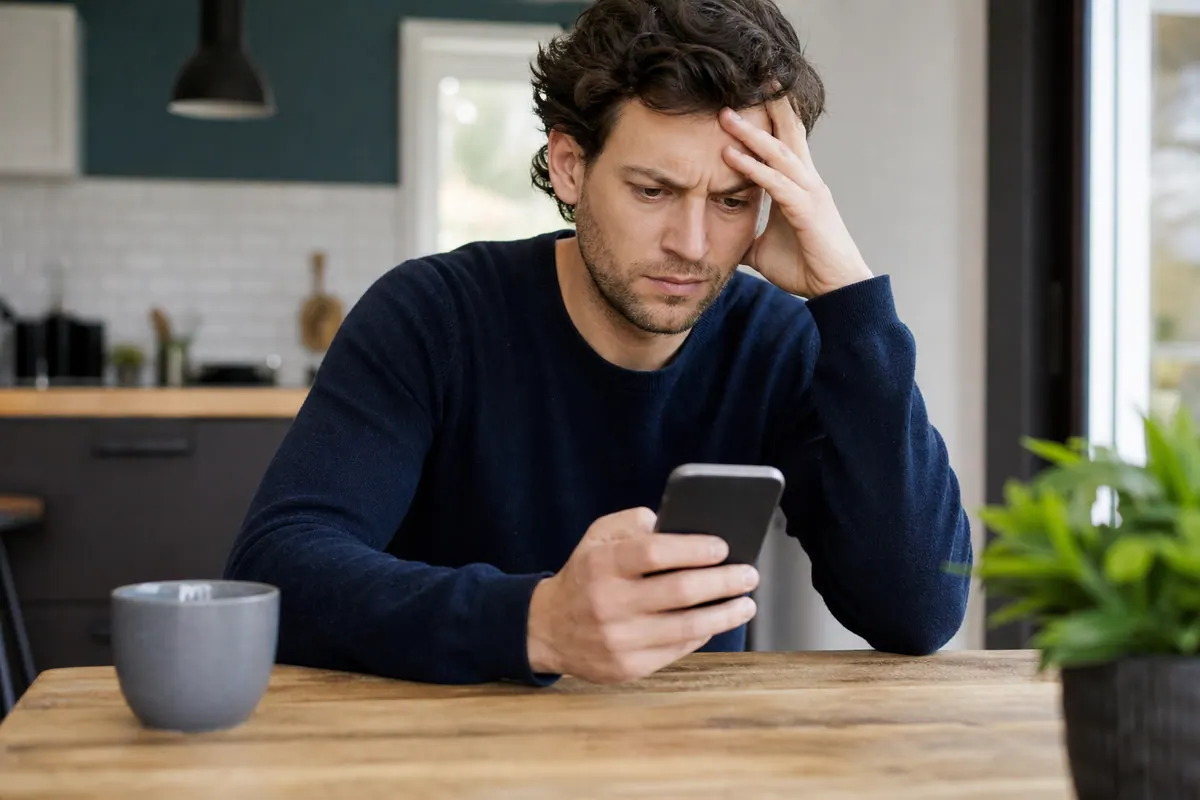 Personne consultant une application bancaire sur smartphone pour suivre un virement en cours